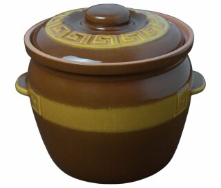 Kartoffeltopf 7 Liter, glasiert, braun/gelb