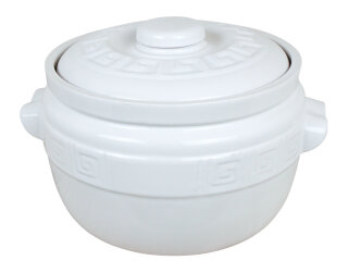 Kartoffeltopf 5 Liter, weiß glasiert